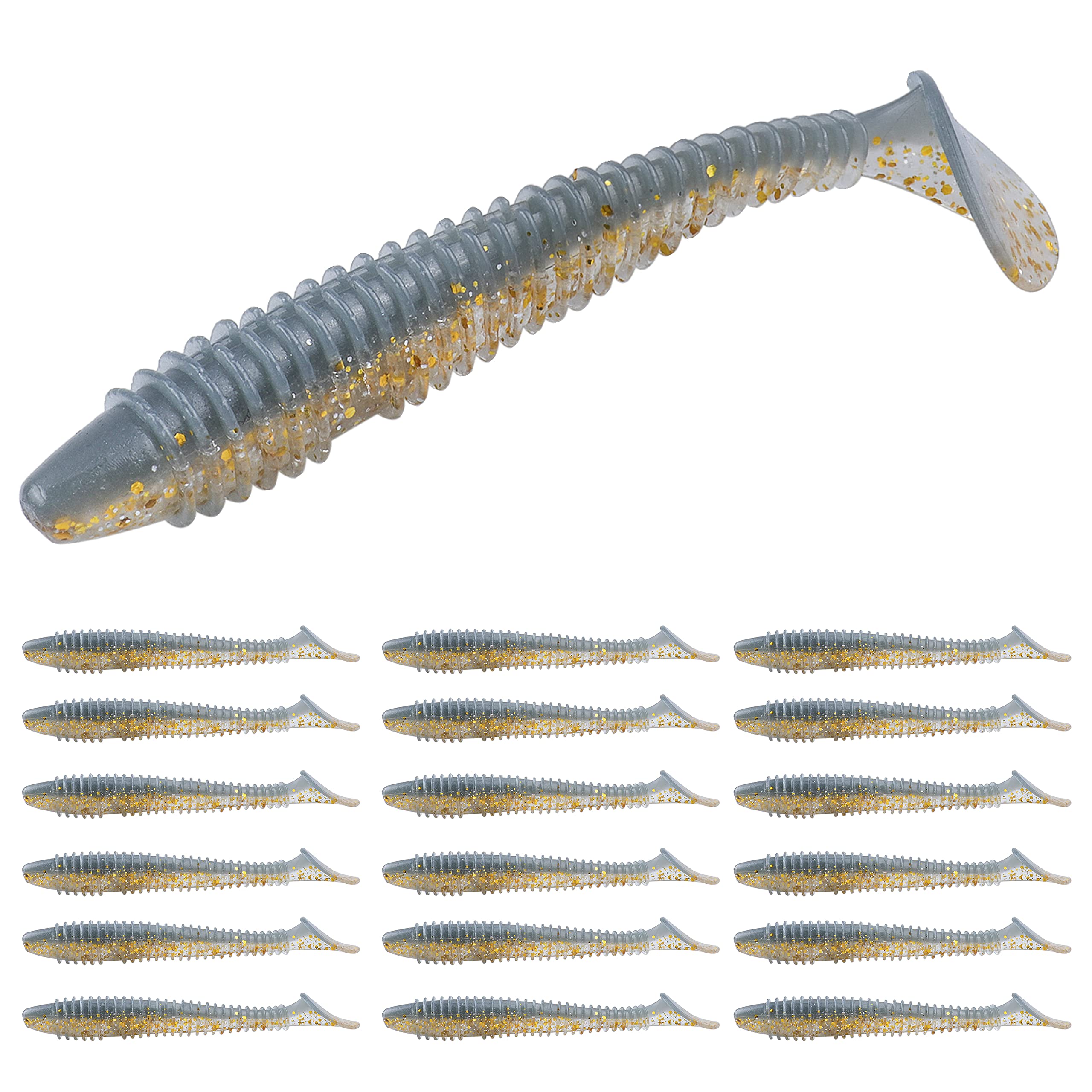 RUNCL Swimbaits Paddle 10/20/30/40PCS, 5/4/3/2 Inchs Paddle Tail, Soft Lure for Trout Crappie Bass, Durable Plastic Bait Swimmer for Saltwater/Freshwater, Fishing Lover's Gift