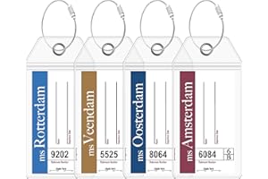 Cruise On Holland America Cruise Luggage Tag Holder (4 Pack), Fits All Holland America Ships & Tags, Waterproof, Clear & Dura