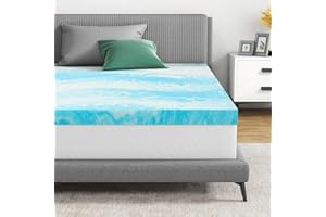 Airdown Mattress Topper, 3 Inch Gel Infused Memory Foam Mattress Topper, Queen Blue