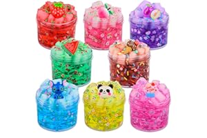 AEYIAKOV 8 Pack Jelly Cube Crunchy Slime Kit, with Soft Stretchy Non-Sticky Clear Crunchy Slime Toy, Stress Relief Toy for Girls and Boys, Best Birthday Gift, Kids Party Favors and School Education