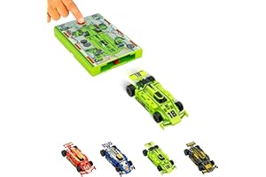 FLAT 2 FAST Original Speed Card Racer – Flat Car Racer and Pocket Size Racecar Launcher with Real Rubber Tires for High-Speed Racing – Load, Launch, Race! – Neon Green