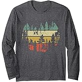 Forest Glade Outdoor Nature Trees Retro Forest Long Sleeve T-Shirt