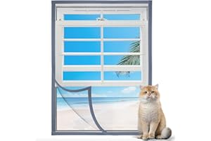 Homealexa Adjustable Window Screen, Max 39"x 59" Thick Self-Adhesive Mosquito Mesh with Reinforced Edge, DIY Temporary Nylon Window Screens Replacement