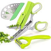VlBlRlIT2025 Upgraded Herb Scissor,Leaf Stripper,Stainless Steel 5Blade Kitchen Scissors,Peelers for Kitchen,forChopping Chiv