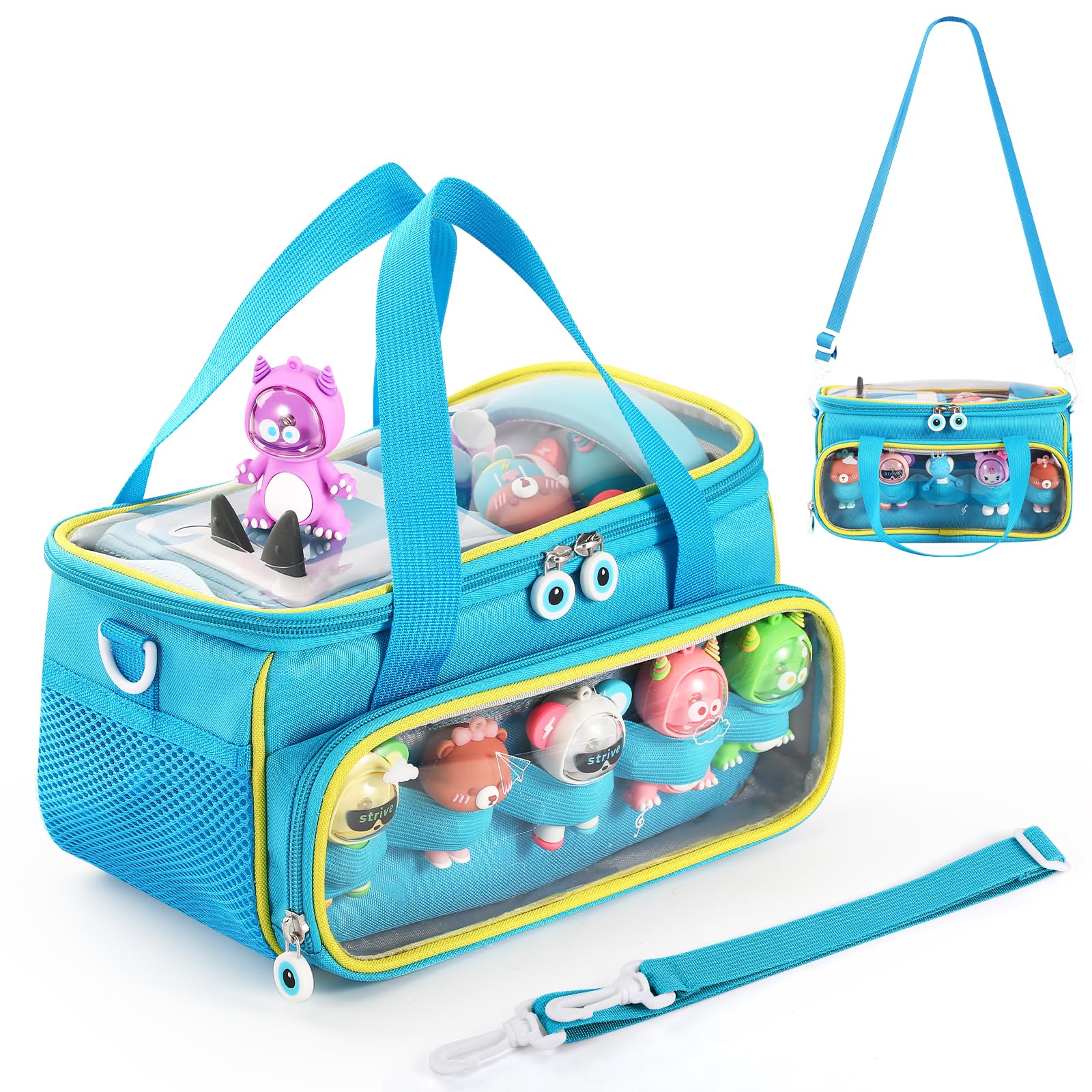 Carrying Case for Toniebox, Storage Carrier Bag for Tonie Characters with Shoulder Strap and Handle, Home Outdoor Hand Bag for Toniebox 2 Audio Player and Dolls (Blue)