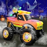 Super Giant 8FT Long x 7FT Tall Halloween Inflatables Pumpkin Monster Truck | Built-in 8 Bright LED Light, Blow Up Pumpkin Vehicle for Yard Lawn Garden Halloween Party, Supplies with Waterbags & Stakes
