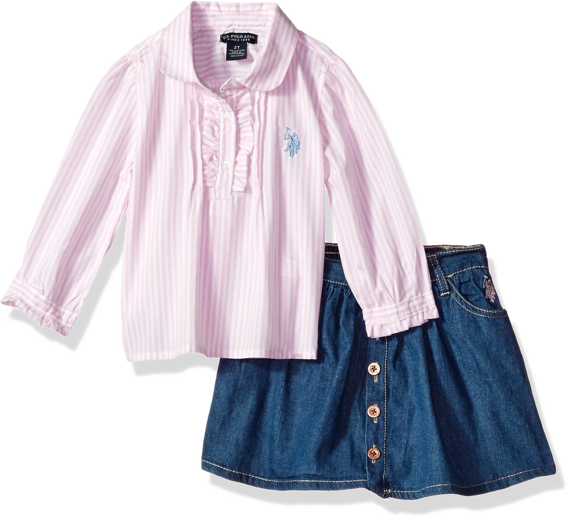 U.S. Polo Assn. Girls' Fashion Top and Skort Set