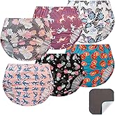 EZ Moms 6 Packs Waterproof Cloth Diaper Cover for Baby Girls Soft Plastic Training Pants for Toddlers Reusable Rubber Underwear for Potty Training Plastic Diaper Covers 3T with Baby Washable Wipes
