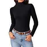 Turtleneck Tops for Women - Long Sleeve Shirts Lightweight Stretch Slim Fit Fall Fashion Basic Underwear Top Winter Clothes
