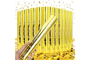 FIEKEICC Gold Confetti Poppers - 12 Pack Golden Confetti Cannon for Wedding, Birthday, Graduation, Baby Shower, Anniversary, Christmas, New Year's