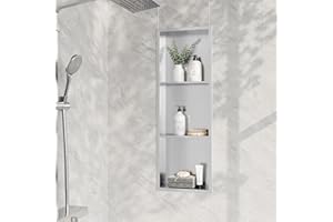 Neodrain12X36 Inch Shower Niche, Brushed 3-Tier Stainless Niches No Tile Needed Bathroom Wall Niche for Shower Storage Waterprooof, Recessed in Wall