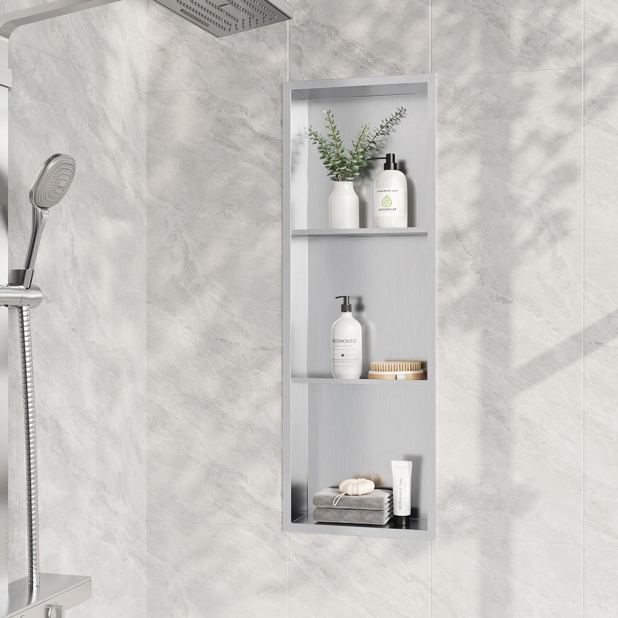 Neodrain No Tile Shower Niche, Brushed Stainless Steel Bathroom - View #2