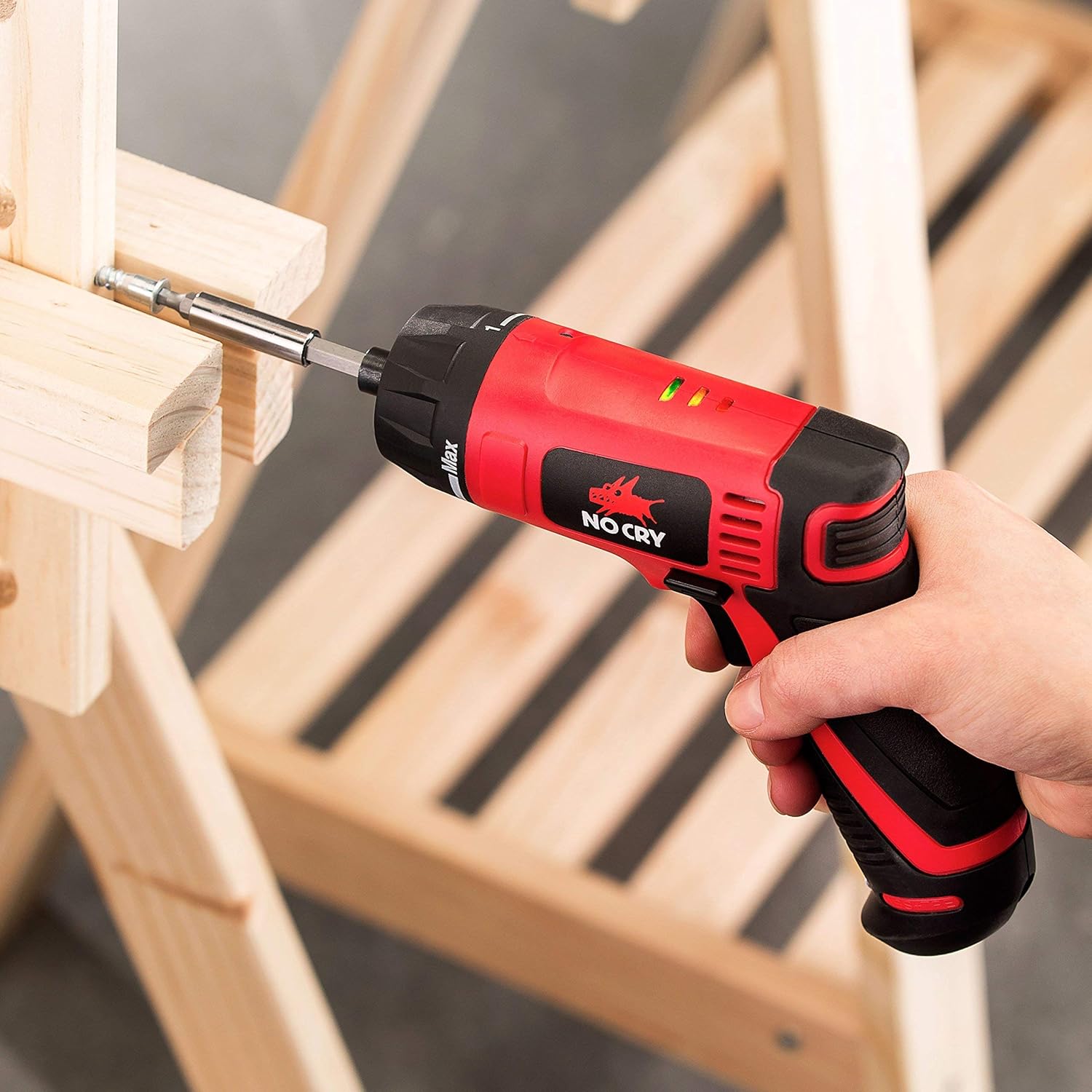 NoCry 10 N.m Cordless Electric Screwdriver - with 30 Screw Bits Set, Rechargeable 7.2 Volt Lithium Ion Battery and a Built-In LED Light: Home Improvement