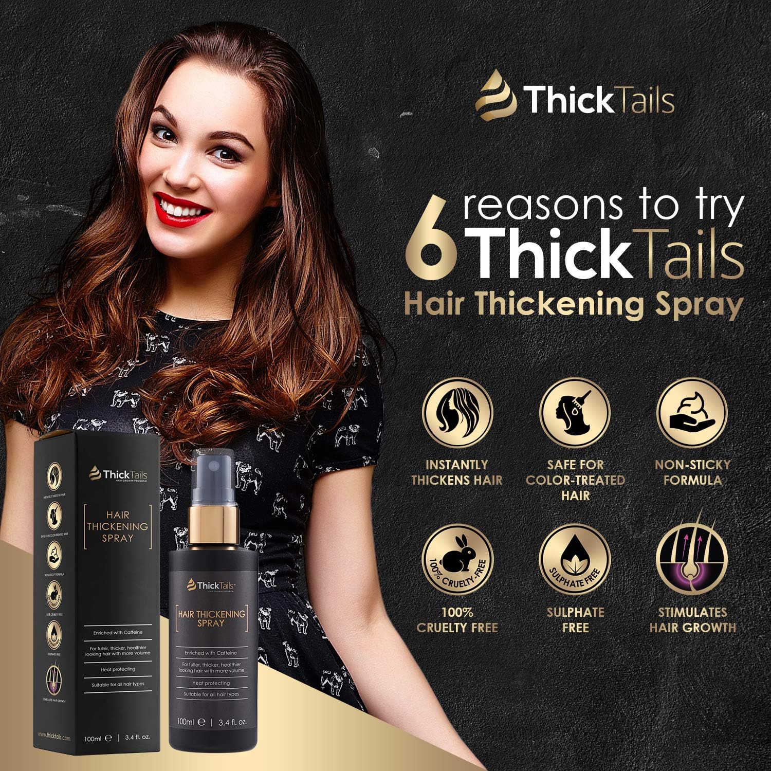ThickTails Hair Thickening Spray for Instant Volume & Fuller-Looking Hair, Lightweight Pre-Styling Mist with Caffeine - Image 3