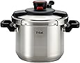 T-fal P45007 Clipso Stainless Steel Dishwasher Safe PTFE PFOA and Cadmium Free 12-PSI Pressure Cooker Cookware, 6.3-Quart, Silver