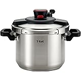 T-fal P45007 Clipso Stainless Steel Dishwasher Safe PTFE PFOA and Cadmium Free 12-PSI Pressure Cooker Cookware, 6.3-Quart, Si