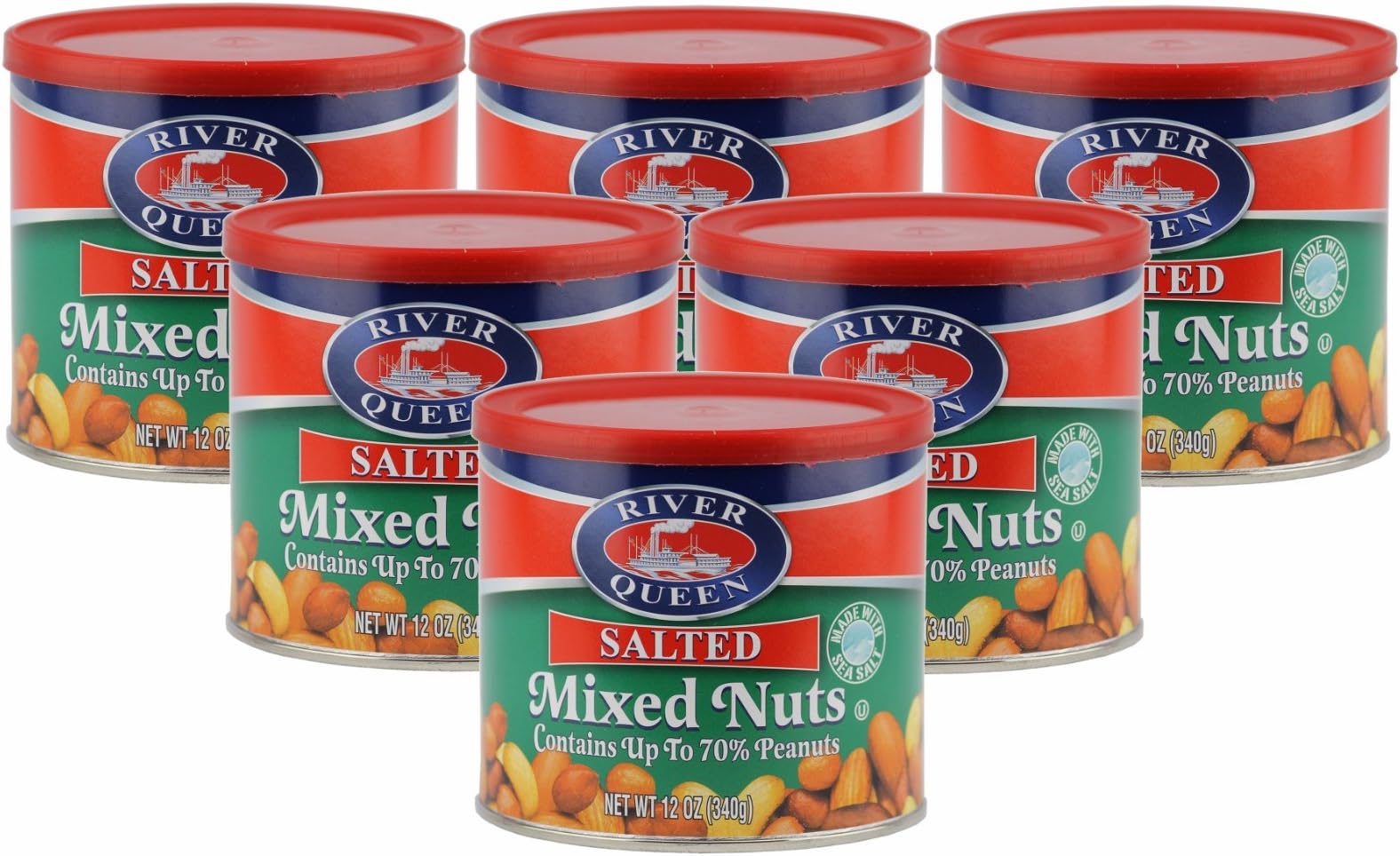 River Queen Salted Mixed Nuts, 12 Ounce (Pack of 6)