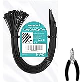 Honyear 24 Inch Cable Zip Ties Heavy Duty (with Wire Cable Cutters), Strong Large Black Zip Ties with 175 Pounds Tensile Stre