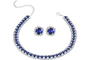 Paxuan Women Rhinestone Crystal Wedding Bridal Choker Necklace Earrings Bracelet Jewelry Sets