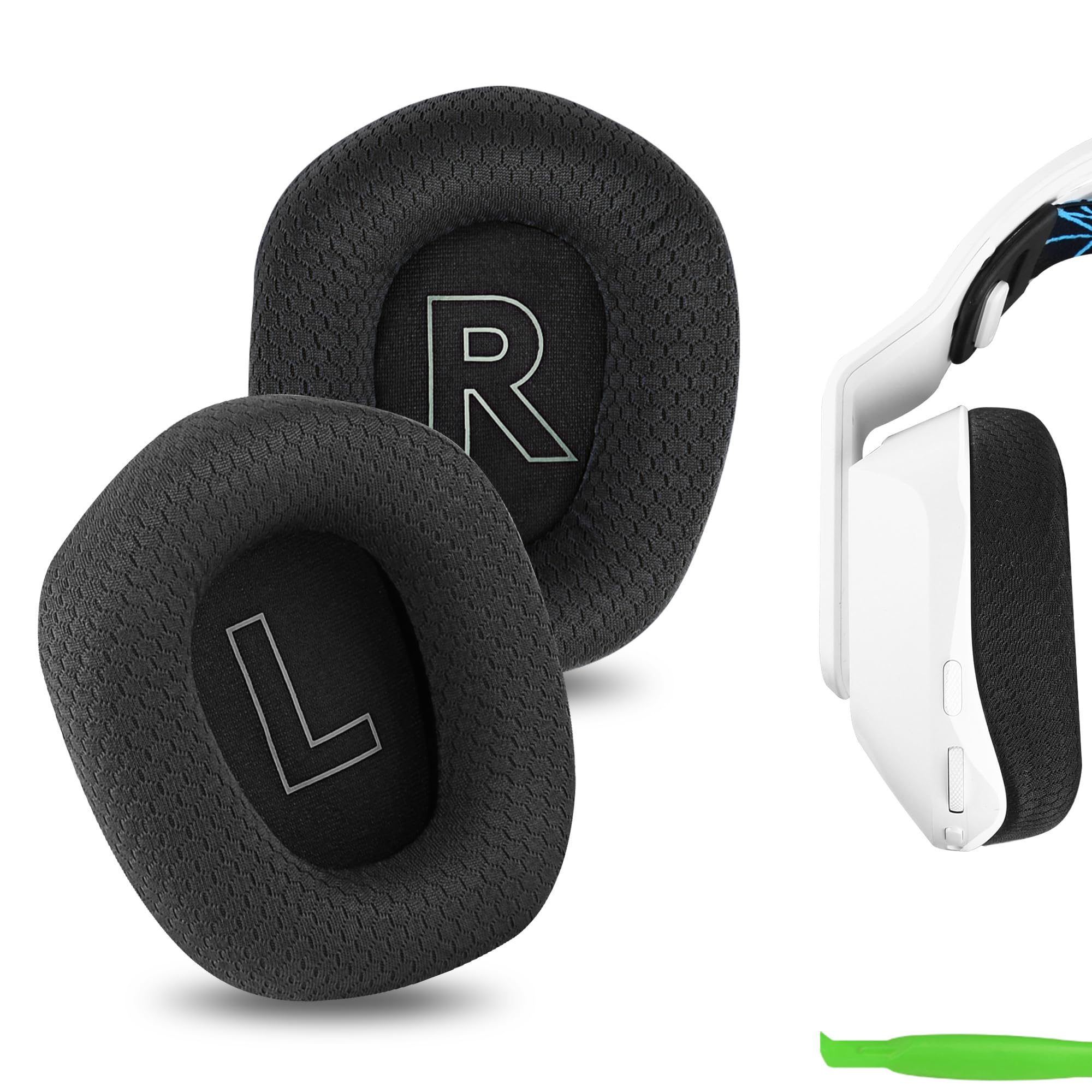Geekria Comfort Mesh Fabric Replacement Ear Pads for Logitech G733, G535, G335 Headphones Ear Cushions, Repair Parts with Video Guide (Black)