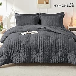 HYMOKEGE Queen Comforter Set Seersucker 7