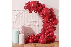 DECOCKRAT 130PCS Ruby Balloons, Latex Balloons Different Sizes 18/12/10/5 Inch, Helium Balloons with Ribbon, Party Balloon Set for Birthday Wedding Graduation Anniversary Baby Shower Decorations.