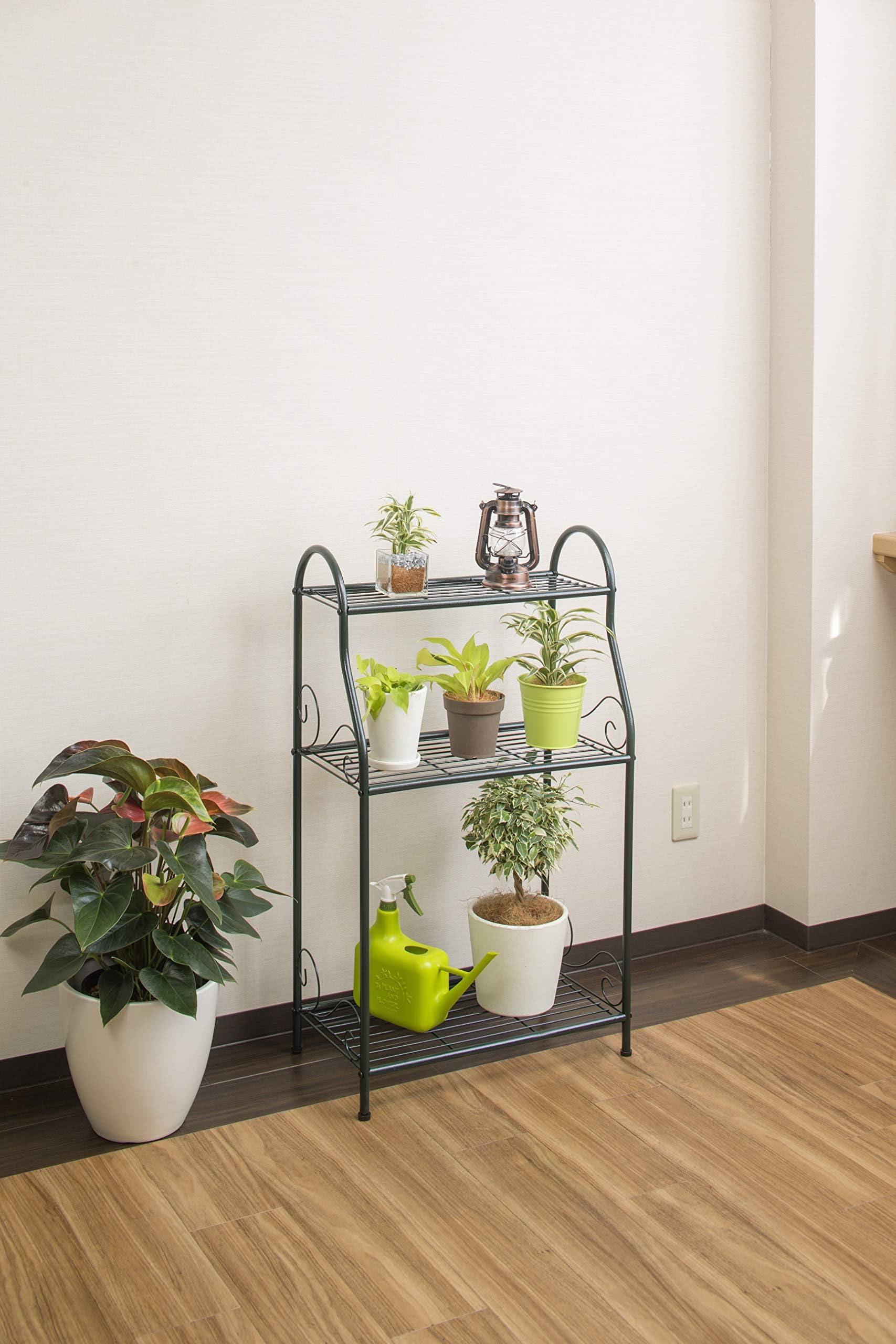 Takasho 3-Tier Shelf Plant Stand - Steel Garden Shelf with Hammerstone Finish for Balcony, Patio, Terrace & Garden, Durable Outdoor Display Rack