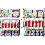 X-cosrack Stackable Pantry Baskets Household Food Storage Organizer with Handles 3 Pack-15.7 Wide, Foldable Snack Rack Stand 