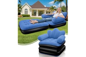 SeaSlep Blow Up Pull Out Couch with Headboard,Inflatable Couch with Flocked Surface,Folding Inflatable Chair for Adults,Porta