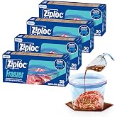 Ziploc Gallon Freezer Bags, Food Storage, 120 Total Bags (30 Count, 4-Pack) | Gallon Freezer Bags for Food Storage, Reusable, Stand-Up Bottom for Easy Fill, 4-Pack, 30 Count Each, 120 Total Bags