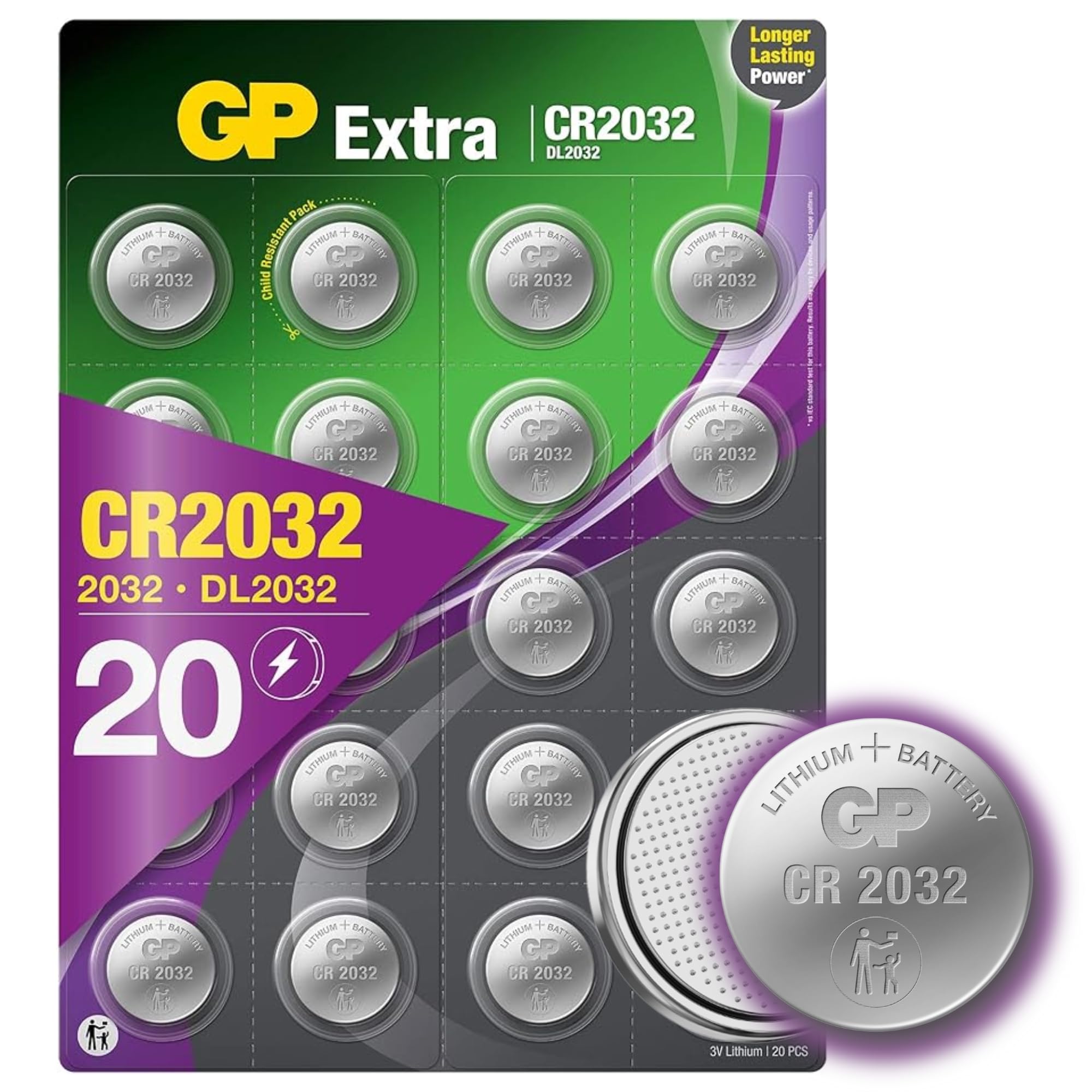 CR2032 Battery 3V Lithium – Pack of 20 – (CR 2032 / Batteries CR2032 / DL2032 / ECR2032/) Ideal for CMOS - Remotes – Head Torch - Tea Light Candles – Toys – Keyfob – Scales –– Led lights etc.