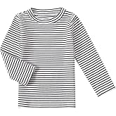 Baby Toddlers Long Sleeve Tee Shirts Little Kids Cotton Striped Crew Neck Tops (6Months-7Years)