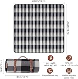 ACTIVE FOREVER 200x200CM Waterproof Picnic Blanket, Black Gray Plaid view 2