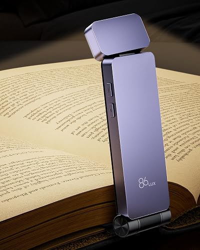 86lux Book Light Clip On LED Reading Light 3 Color Temp USB-C 80h Purple