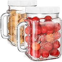2 Pack Large Mason Jars, 74 oz Wide Mouth Glass Jar with Lid for Fridge, Glass Canisters DIY Favor Decor, Food Container for 