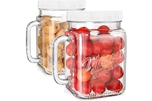 2 Pack Large Mason Jars, 74 oz Wide Mouth Glass Jar with Lid for Fridge, Glass Canisters DIY Favor Decor, Food Container for 