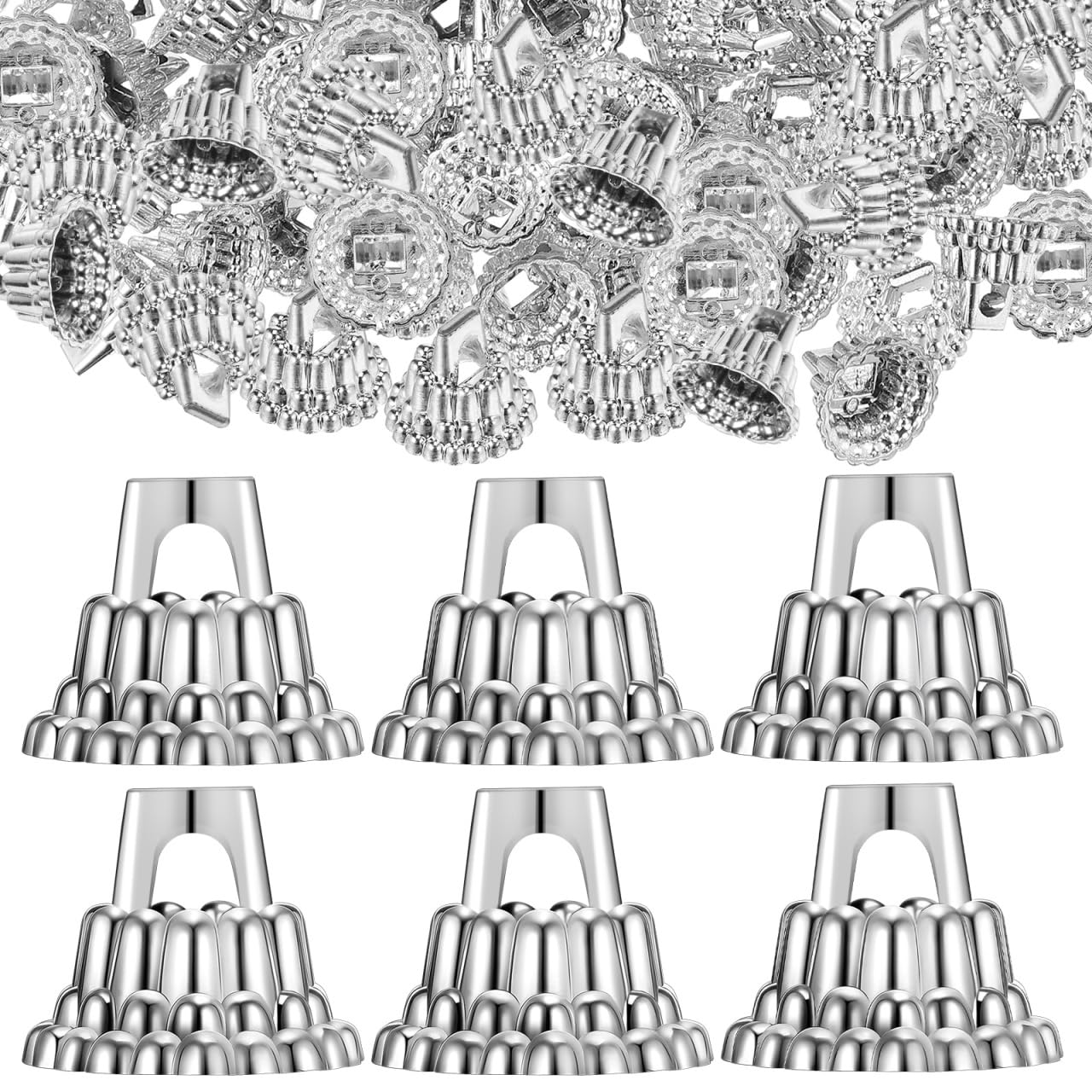 SAFIGLE Christmas Ball Caps：200 Silver Plastic Ornament Caps for Diy Tree Decorations Easy Hanging Ball Covers for Holiday Decor - 0.5 Inch Christmas Ornament for Diy Xmas Tree Decorations, Hanging