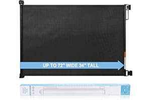 Retractable Baby Gate, PRObebi Retractable Dog Gate for Babies and Pets 34" Tall Extends to 72" Wide, Retractable Mesh Gate for Doorways, Stairs, Hallways, Indoor/Outdoor (Black)