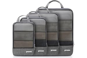 Prezon Compression Packing Cubes, Luggage Organiser Set, Extensible Suitcase Organiser, Packing Organisers for Suitcases, Packing Cubes for Travel or Home Storage