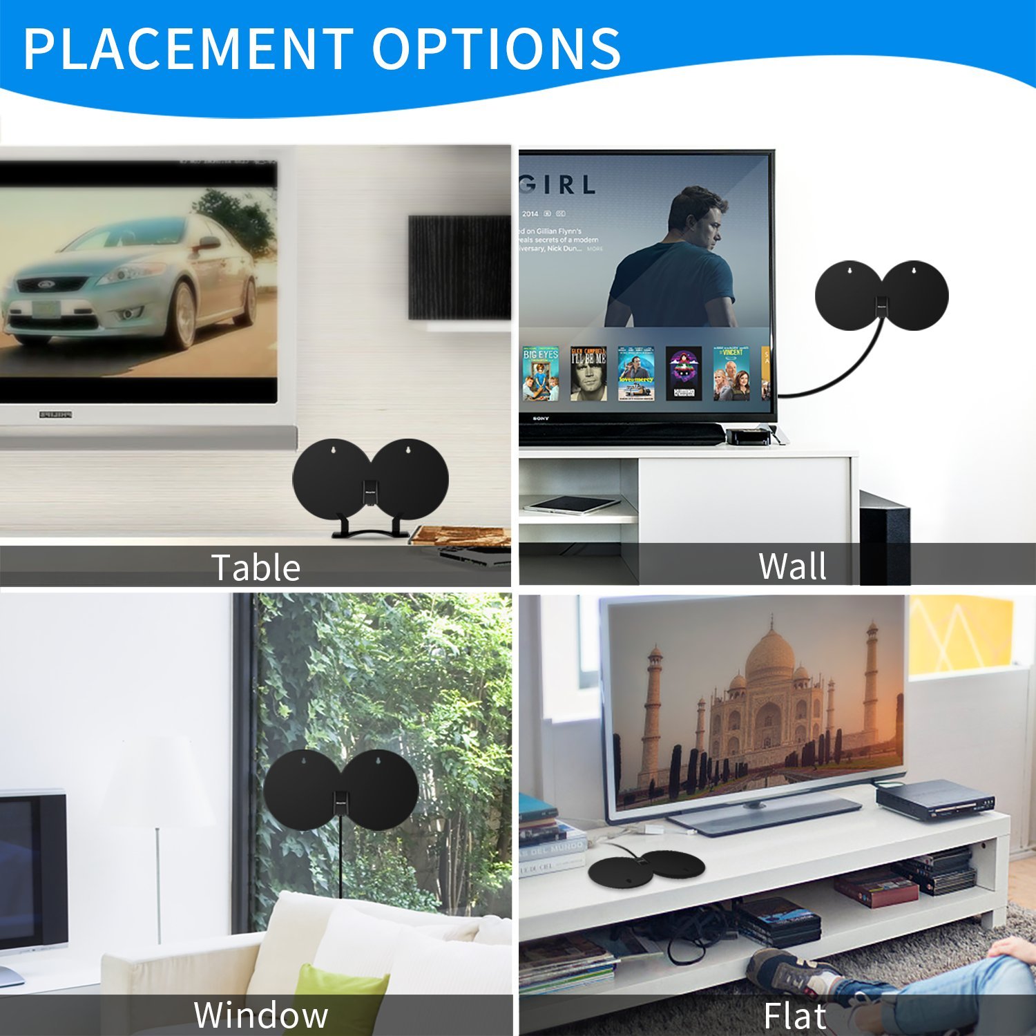 Morpilot HDTV-Antennen,Digital Indoor Verstärkte TV-Antenne 80 Mile Range Abnehmbare Verstärker Signal Booster,Doppel-Kupferfolie Digital-Antenne Signalverstärker verbesserte Version