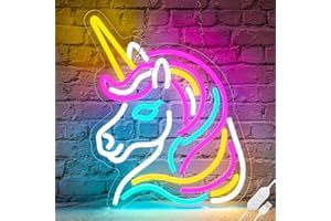Basaneon Unicorn Neon Sign for Wall Decor, Dimmable Colorful Unicorn Neon Lights for Girls Room, USB Powered Unicorn Led Signs for Bedroom Kids Room, Perfect Gifts Unicorn Lights for Girls(13"*12.6")