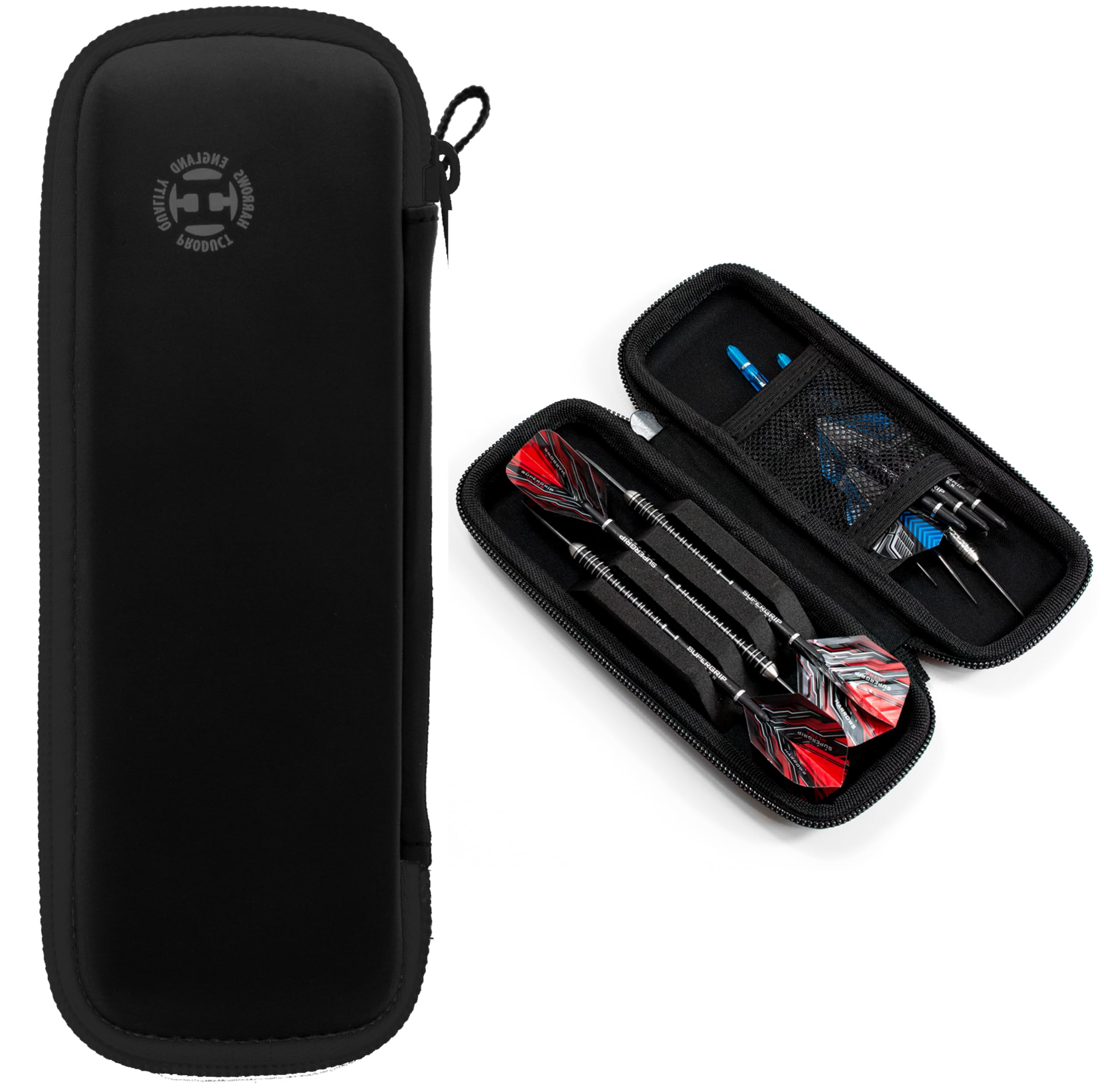 Harrows Darts Blaze Darts Wallet | Darts Case Holds 3 Assembled Darts and Accessories | Protective EVA Material | Professional Darts Accessories (Black)