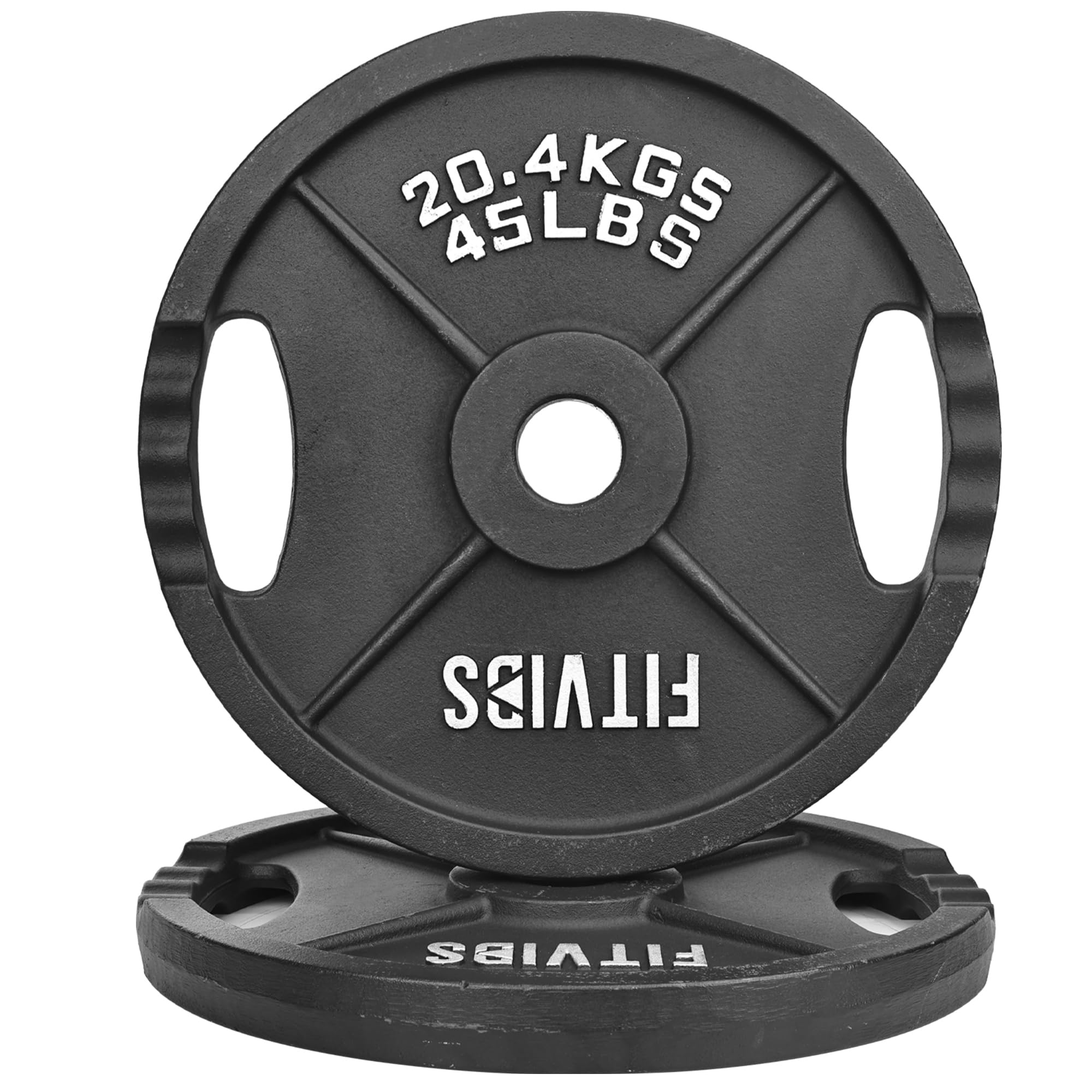 Photo 1 of Fitvids Olympic Cast Iron 2-Inch Weight Plate for Strength Training & Weightlifting, Multiple Weights Available, 45LB (Pair)