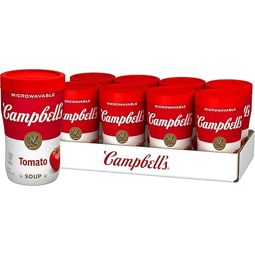 Campbell's Sipping Soup, Classic Tomato Soup, 11.1 Oz Microwavable Cup (Case of 8)