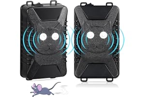 JAHY2TECH 2 Pack Ultrasonic Rodent Repellent for Car Engines Under Hood Animal Repeller Battery Powered Rat Deterrent Mouse Blocker with LED Strobe Lights Car Truck RV Rodent Defense Vehicle Protection