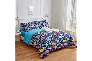 inron Dinosaur Kids Comforter Sets for Boys Girls, Full Size 5 Pieces Bed in a Bag, Ultra Soft Microfiber Comforter and Sheet Sets, All Season Durable Bedding Sets