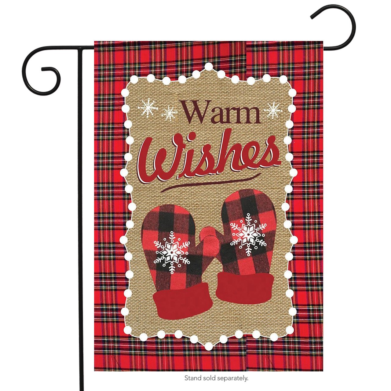 Briarwood Lane Warm Wishes Burlaps Winter Garden Flag Mittens Let It Snow 12.5" x 18"