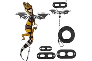 YAODHAOD Bearded Dragon Lizard Leash Harness,3 Size Adjustable Lizard Leash with Bat Wings for Iguana Chameleon Bearded Dragon Lizard Reptiles (Classic Wing-Silver)