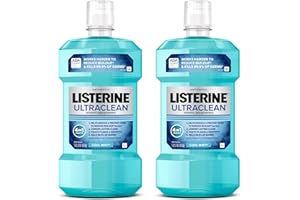 Listerine Ultraclean Oral Care Antiseptic Mouthwash, Everfresh Technology to Help Fight Bad Breath, Gingivitis, Plaque & Tartar, ADA-Accepted Oral Rinse, Cool Mint, 1 L, Pack of 2