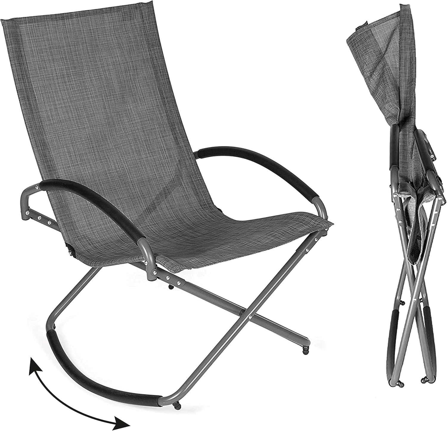 Park Alley Relax Schaukelstuhl Garten (dunkelgrau) - bequemer Outdoor Schaukelsessel für Balkon oder Garten, klappbar und einfacher Aufbau, Maße: 90 x 70 x 98 cm